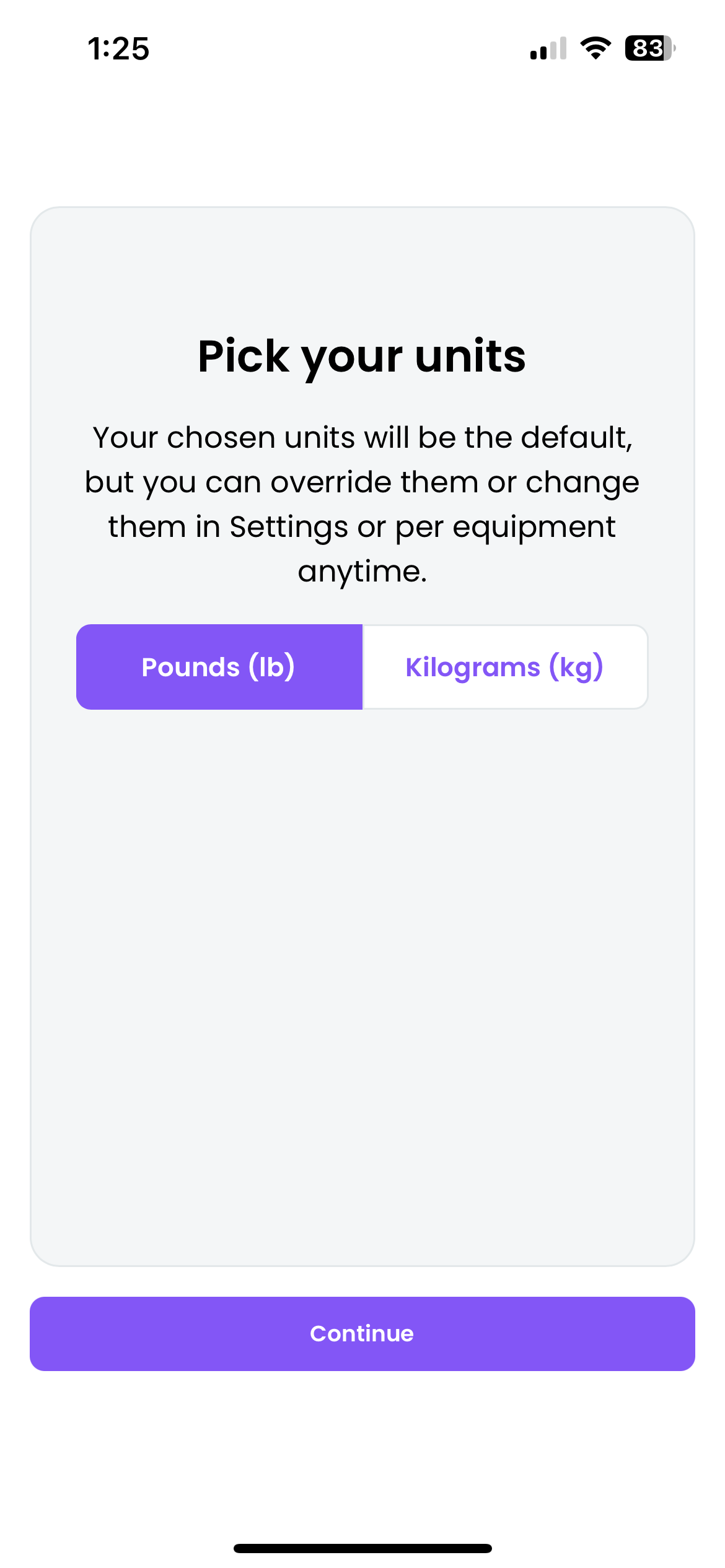 Unit pick screen