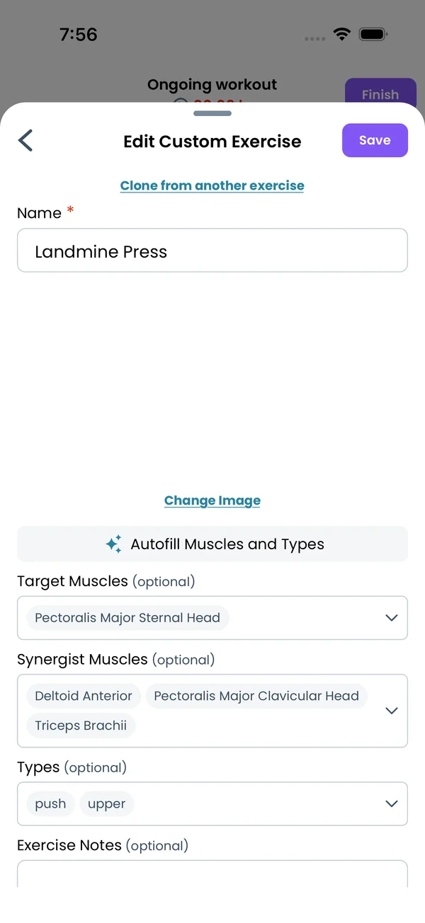 Custom Exercises and Muscle Groups