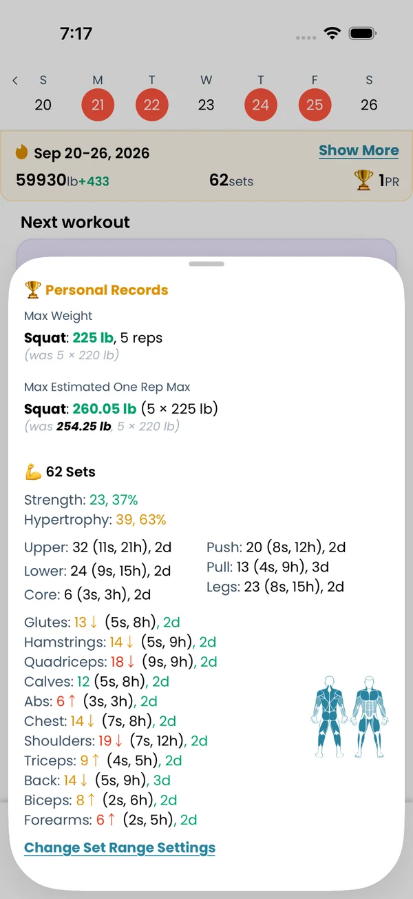 Week Insights: muscle groups